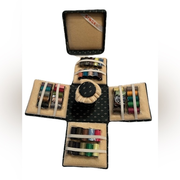 Vintage Singer Sewing Case Box Collapsible Cube Box Padded Thread Fabric… - Picture 5 of 12